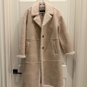 BCBGMaxAzria faux shearling lined faux suede coat
